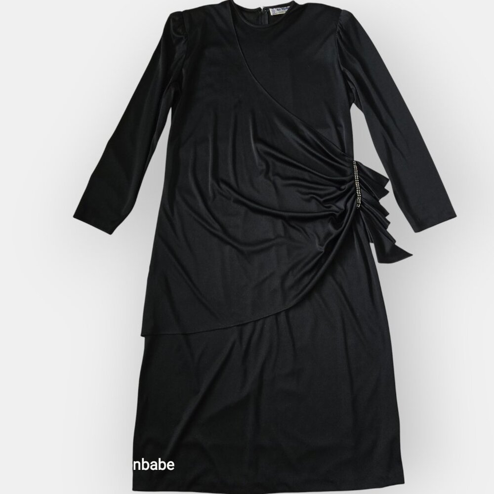 1980's Made in Canada stretchy black cocktail dress
